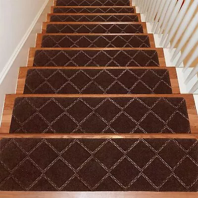 $35.99 • Buy 15pcs Stair Treads Carpet Non-Slip Washable Removable Step Runners 8 X 30 In