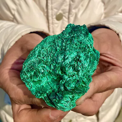 204G Natural Green Malachite Crystal Flaky Pattern Ore Specimen Quartz Healing • $0.99