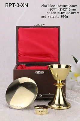 NEW  Mass Kit Sick Call Set Chalice Paten Pyx With Case For Church Mass BPT-3-XN • $140