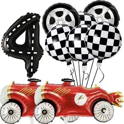 Motor Car 4th Birthday Balloon Set Party Decorations Age 4 Kids Boy Girl Racing • $11.18