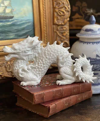 Noble Rare White Chinoiserie Blanc De Chine Mantle Imperial Temple Dragon 10.5” • $297