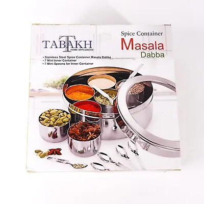 NEW Spice Container Masala Dabba By Tabakh 7 Mini Containers 7 Mini Spoons NIB • $20.99