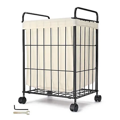 $44.89 • Buy Laundry Hamper With Wheels Clothes Storage Bin Rolling Cart Industrial Style