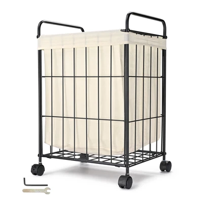 $44.89 • Buy Laundry Hamper With Wheels Clothes Storage Bin Rolling Cart Industrial Style