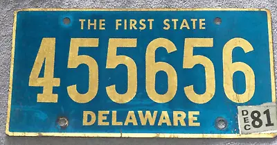 Vintage Delaware License Plate 455656 W/ 1981 Decal Tab • $19