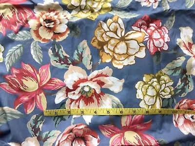 Lady McElroy Floral Cotton Lawn Fabric Blue 2 Metres • £12