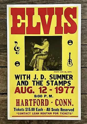 ELVIS PRESLEY 8-12-77 Hartford CT 22” X 14” Concert Poster • $51