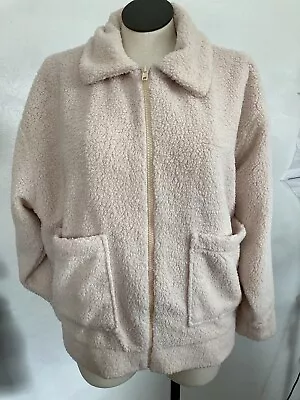 Victoria's Secret Women New Large Beige Sherpa Oversized Lined Full Zip Coat • $36