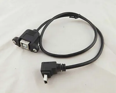 1x USB 2.0 B Female To Mini 5 Pin Male Down Angle Panel Mount Printer Cable 50cm • $3.39
