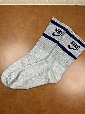 VTG Nike Gray Navy Socks 80s 90s Spell Out Crew Men VTG Sz 9-11 Georgetown USA • $53.95