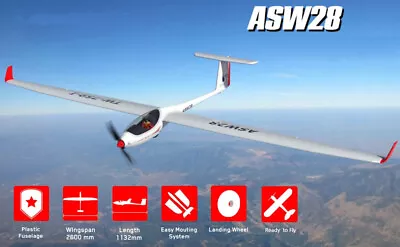 RC RTF 2.4G EPO 5CH ASW28 Brushless Glider Sailplane Wing Span 102 Inch  • $245.88