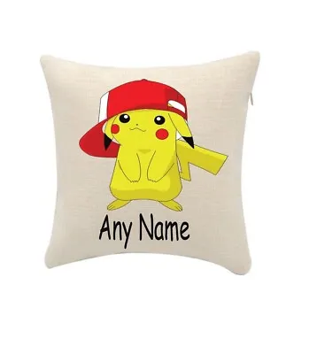 Pokemon Pikachu Cushion Cover Personalise Any Name (cover Only) 20cmx20cm • £5.99