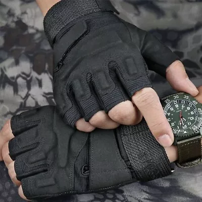 Military Gloves Half Fingerless Cycling Motorcycle Gloves For Men US • $10.89