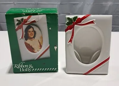 Ribbon & Holly 5 X 7 Porcelain Picture Frame NIB • $3.99