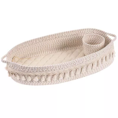 Baby Changing Basket Handmade Woven Cotton Rope Moses Table Topper Regular • $67