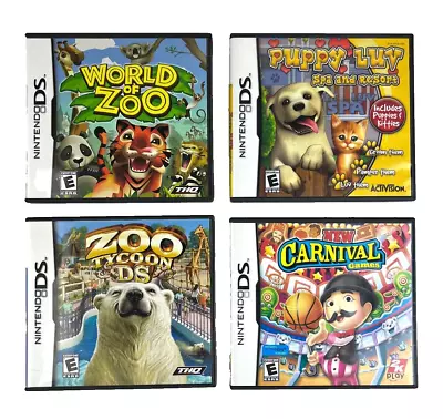 Lot Of 4 Nintendo DS Video Games Animals Zoo Virtual Pets Carnival • $20.19