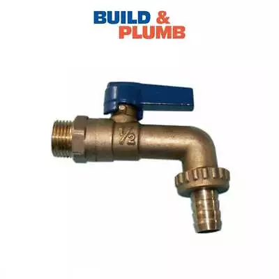 1/2  Outside Hose Union Garden Bib Tap Quarter Turn Blue Lever Handle Brass • £9.99