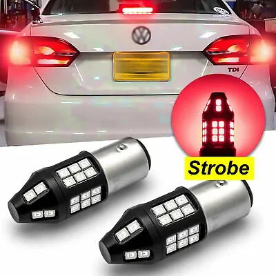 For VW Jetta 2012-2018 Brake Tail Light 40-SMD Flashing Strobe LED Red Bulbs • $14.92