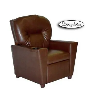 Dozydotes 11534 Pecan Brown Leather-Like Kid Recliner With Cup Holder • $135.38
