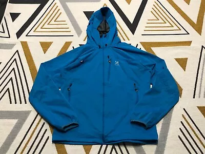 Haglofs Lizard Jacket Soft Shell Hooded Blue Men’s Size M • £60