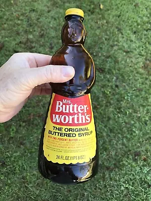 Vintage Nice Mrs. Buttersworth 24 Oz. Glass Syrup Bottle Metal Lid With Label • $64.99