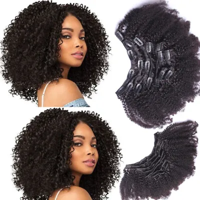 8pcs 120g Thick Afro Kinky Curly Clip In Remy Human Hair Weft Extensions 8-30 US • $28.92
