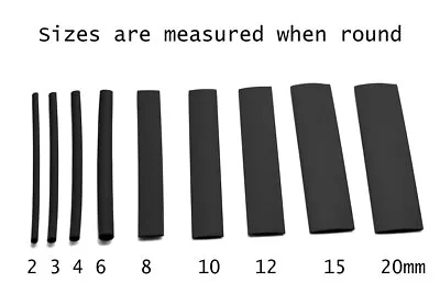 HEAT SHRINK TUBING 2mm - 20mm CABLE HEATSHRINK SLEEVING CAR 2:1 RATIO All Colors • £2.70