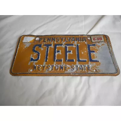 Vintage Pennsylvania PA License Plate Collectible Personalized STEELE 1998 • $14.99
