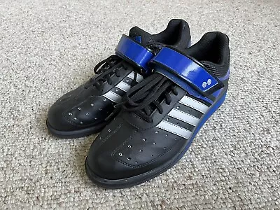 Adidas Powerlift Trainer Weightlifting Shoes Black Blue Mens Size 10  G45630 • $54.99