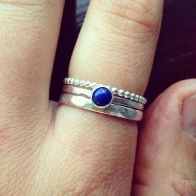 925 Silver Handmade Lapis Lazuli Gemstone Statement Woman Ring All Size R655 • $11.89