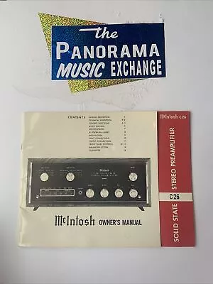 Vintage McIntosh C 26 Solid State Stereo Preamplifier Original Owner's Manual • $50