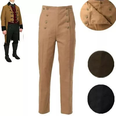 Vintage Victorian Men's High Waist Regency Fall Front Trousers Costume Pants • $40.99