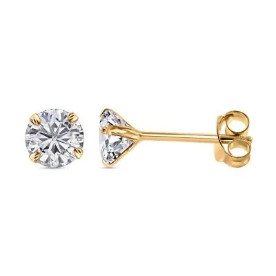 TJC Moissanite Stud Earrings For Women Push Back In 9ct Yellow Gold TCW 1ct • £66.99