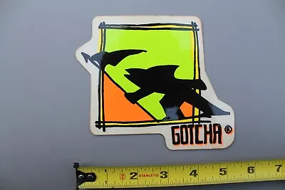 Gotcha Surfboards Shark Flag Neon Green Orange 80's V56B Vintage Surfing STICKER • $24