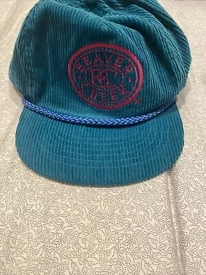 Vintage Beaver Creek Colorado Ski Teal Corduroy Roped Trucker Hat Lightly Worn • $40