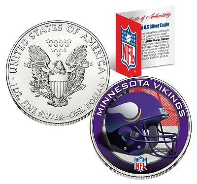 MINNESOTA VIKINGS 1 Oz American Silver Eagle $1 US Coin Colorized NFL LICENSED • $89.95