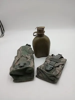 2 Air Force MOLLE II ABU Camo Utility/ Canteen Pouch With Mesh With 1 Canteen  • $21.64