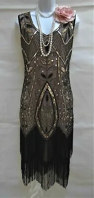 £29.99 • Buy 1920 Style Gatsby Vintage Charleston Sequin Beaded Flapper Dress Size 14