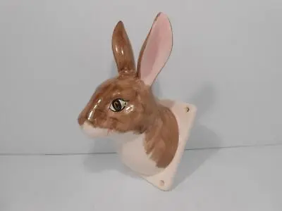 Vintage Hand Painted Ceramic Rabbit Bunny Head Wall Towel Apron Hanger Hanging • $49.99