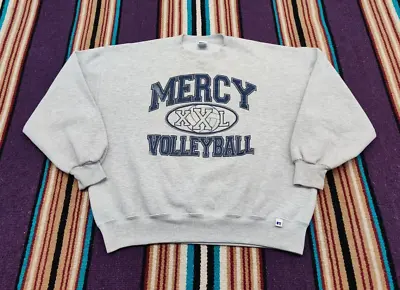 Vintage 90s Russell Athletic Mercy Volleyball Crewneck Sweatshirt USA Made Sz XL • $24.99