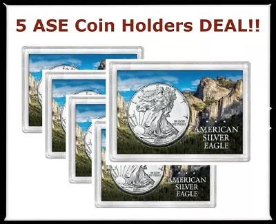 5 Harris Frosty Cases For 1 American Silver Eagles Coins 2x3 Forest & Mountain  • $17.98