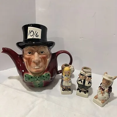 Wood Potters Alice In Wonderland Lot With Toby Candle Holders! • $20