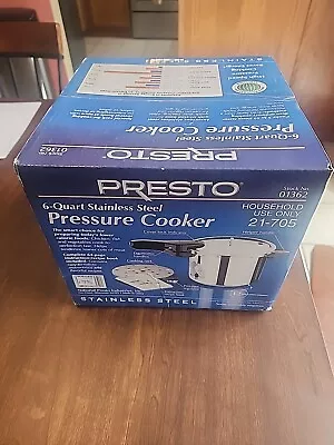 Presto Stock No. 01362 6-quart Stainless Steel Pressure Cooker New In Box  L$$k • $48.95