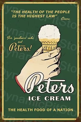 Peters Ice Cream Rustic Tin Metal Sign Vintage Diner Australian Made • $59.95