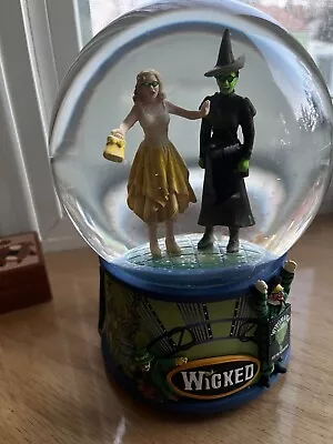 Wicked Musical  One Short Day  Water Snow Globe Elphaba & Glinda Rare Broadway • $150