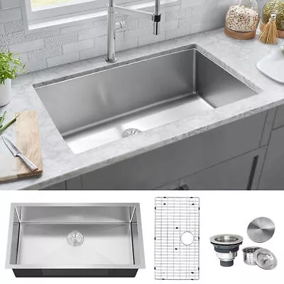 32  Large Rectangle Kitchen Sink Single Bowl Undermount Stainless Steel Basin • $125