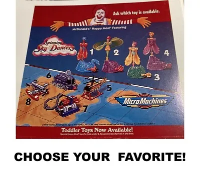 McDonald's 1996 Vintage Princess & Micro Machine Toys-Pick! • $8