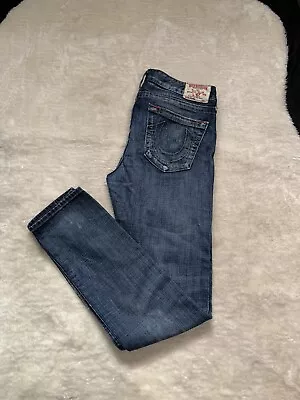 True Religion Brianna Denim Slim Jeans Ripped Size 28x32 Cotton Pants • $20.99