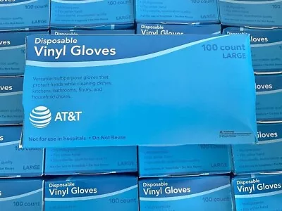  AT&T Disposable Vinyl Gloves (100 Count) - Large!! Free Shipping!! New!! • $13