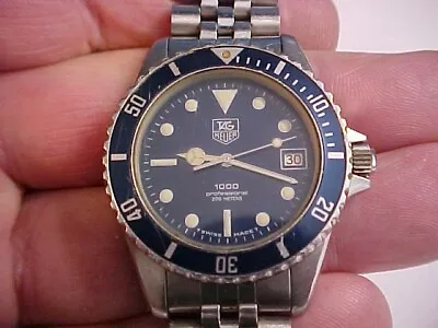 VINTAGE Tag Heuer Professional 1000 Diver Blue 980.613 N/1   FREE PRIORITY SHIP • $660